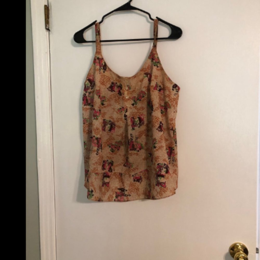 Vintage 1970s Victorian Novelty Print Top